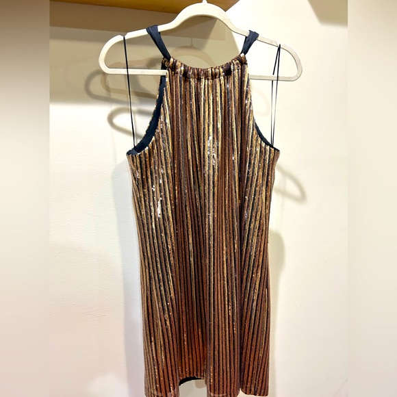Trina Turk Gold Sequin Halter Mini Dress NWT - Picture 2 of 10